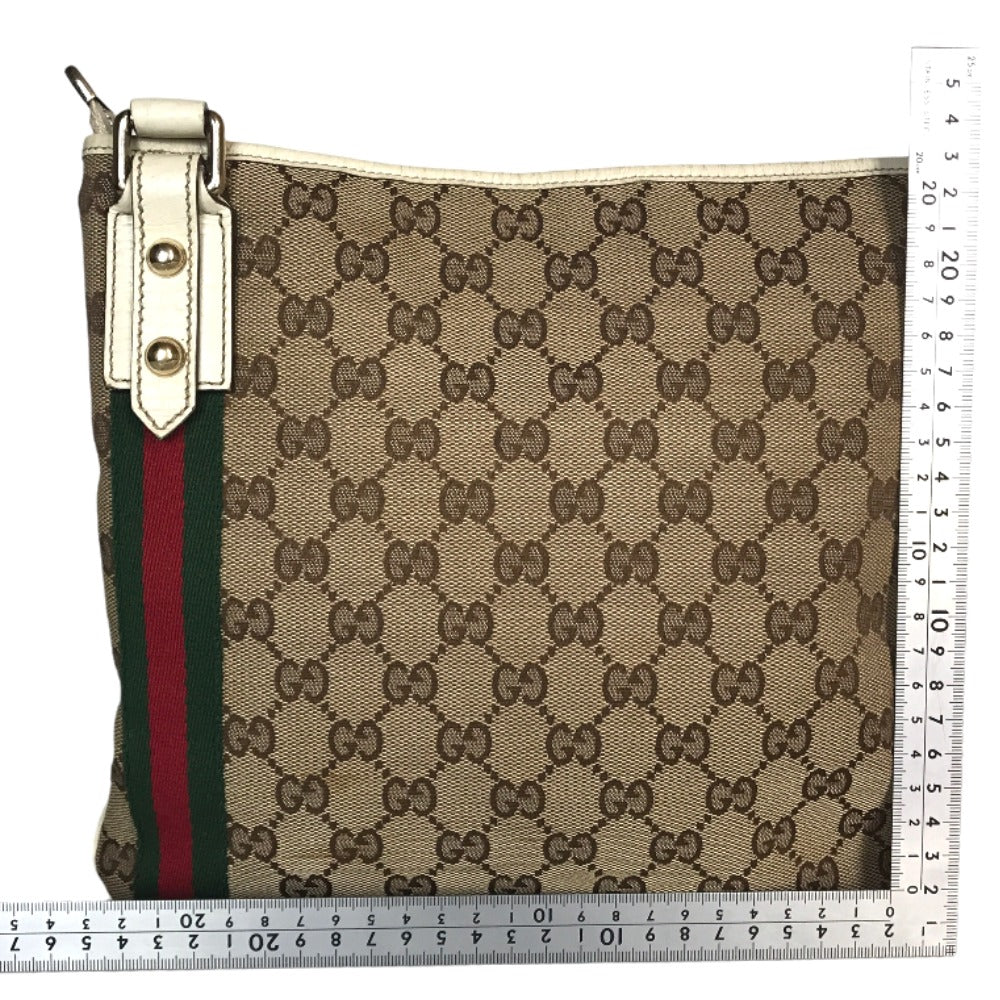 GUCCI Shoulder Bag 144388 001013 GG canvas Beige white Cross body Sherry line Women