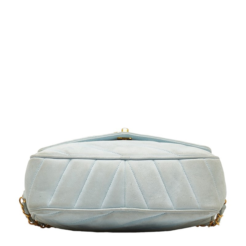 Chanel Bias Stick Coco Ball Chain Shoulder Bag Blue G Suede CHANEL