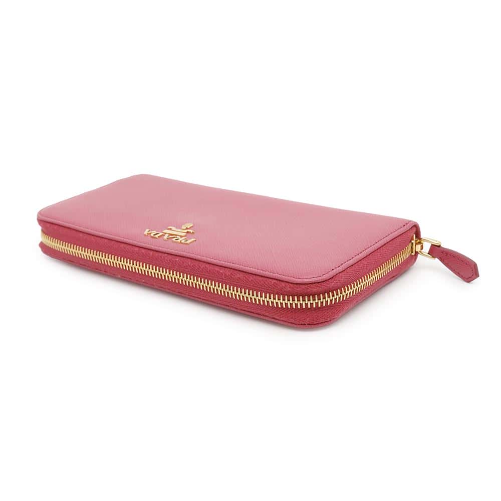 PRADA Saffiano Leather Zip Around Chozai Cloth Pink1ML506 Leather