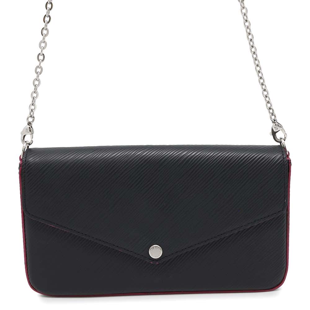 LOUIS VUITTON Felicie Pochette Noir/Hot pinkM64579 Epi Leather