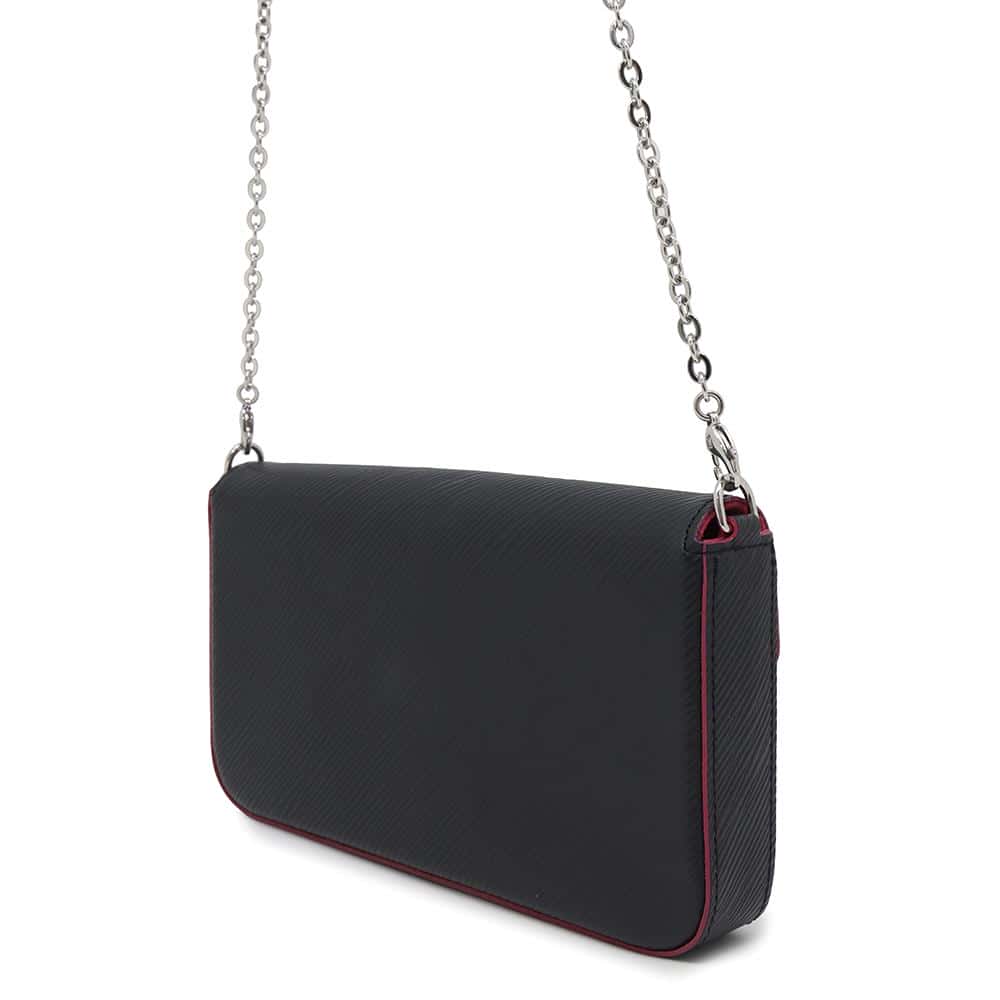 LOUIS VUITTON Felicie Pochette Noir/Hot pinkM64579 Epi Leather