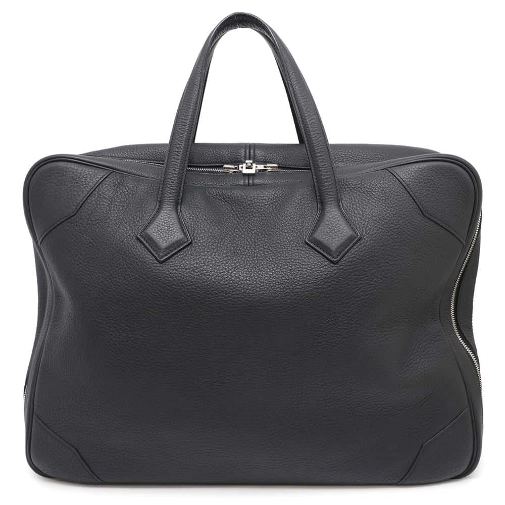 HERMES Victoria Travel Bag Black Taurillon Clemence Size 50