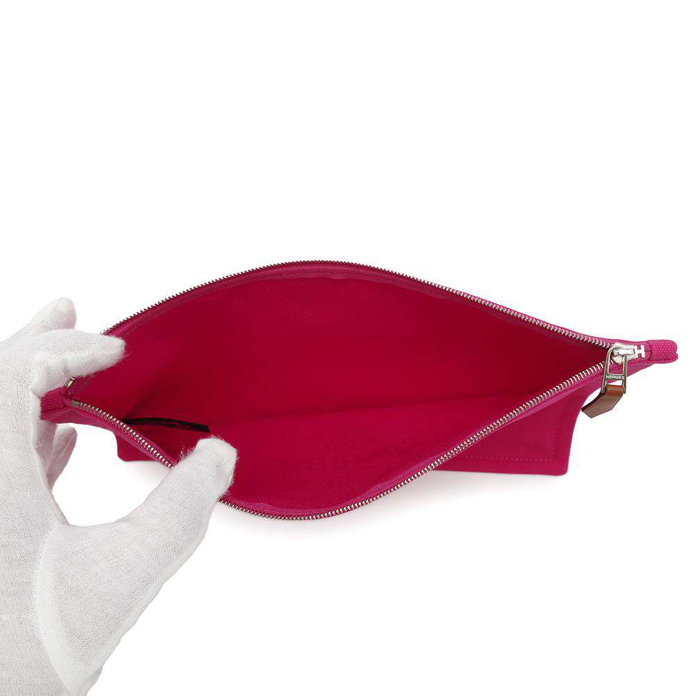 HERMES Flat Pouch Yachting Pink Cotton Size GM