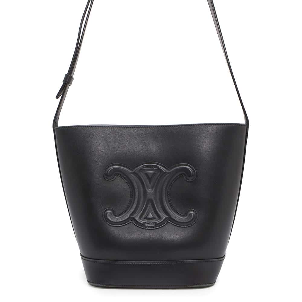 CELINE Cuir Triomphe Small Bucket Shoulder Bag Black198243 Calf Leather