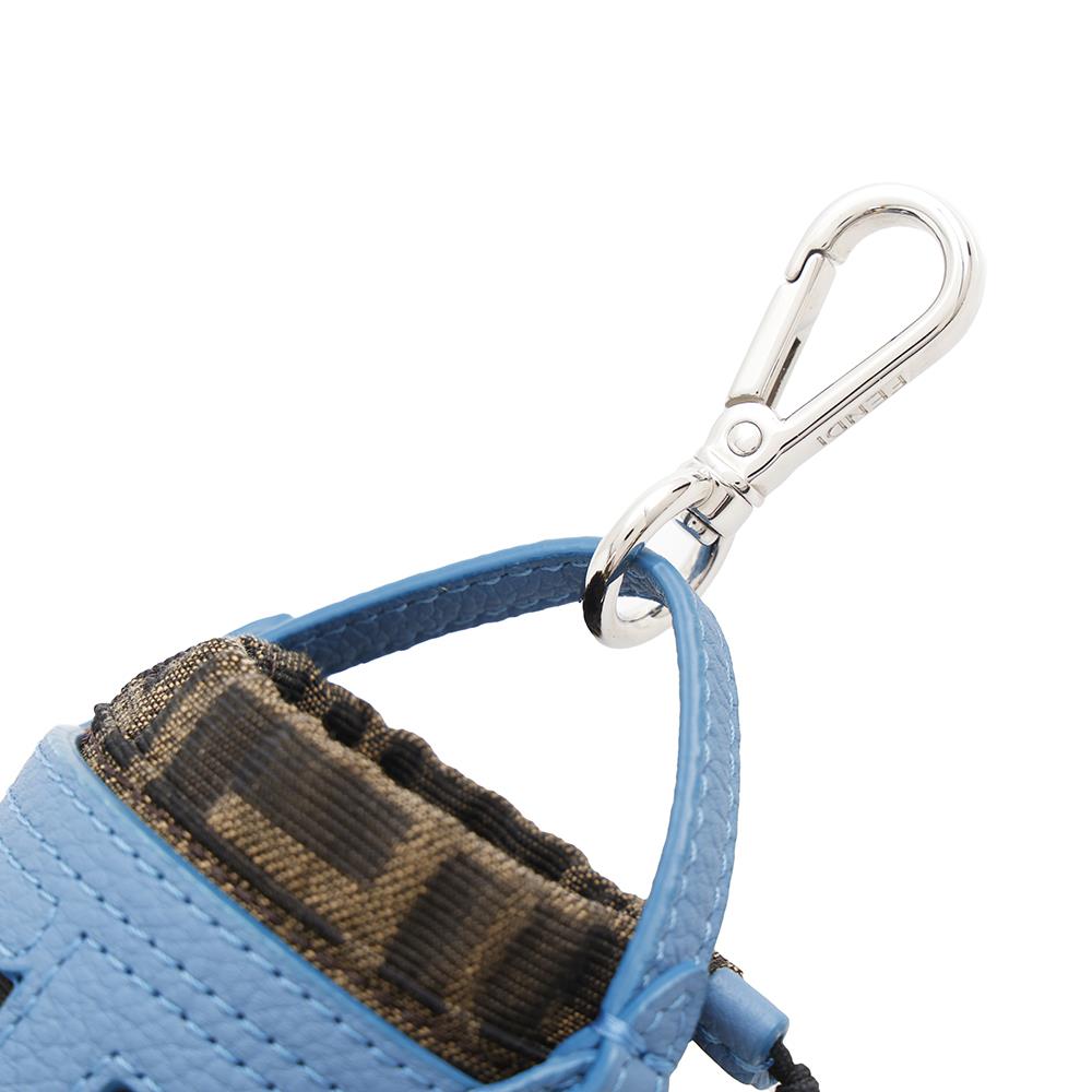 FENDI Zucca Pattern Bucket Motif Bag Charm Blue7AS158 Canvas Leather