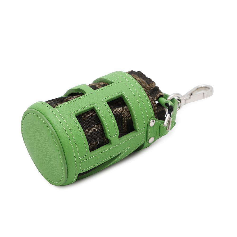 FENDI Zucca Pattern Bucket Motif Bag Charm Green7AS158 Canvas Leather