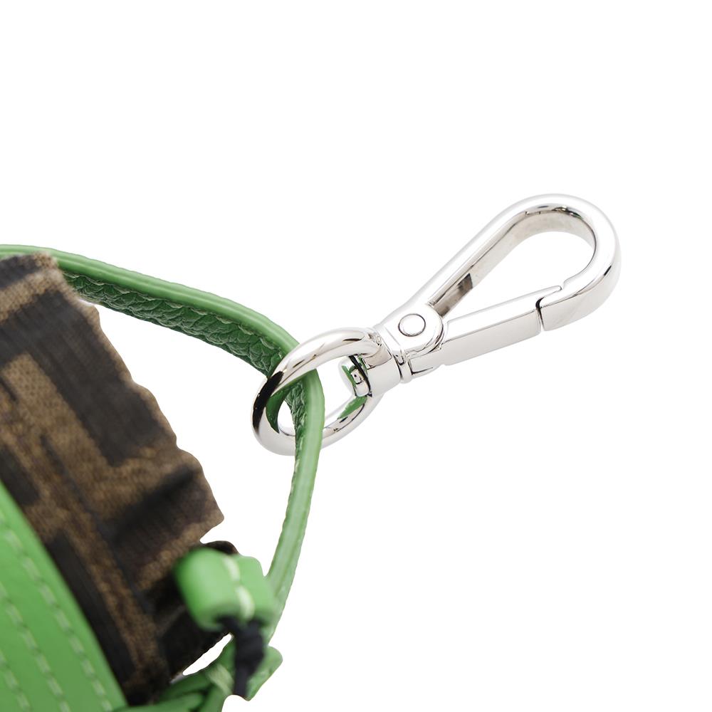 FENDI Zucca Pattern Bucket Motif Bag Charm Green7AS158 Canvas Leather