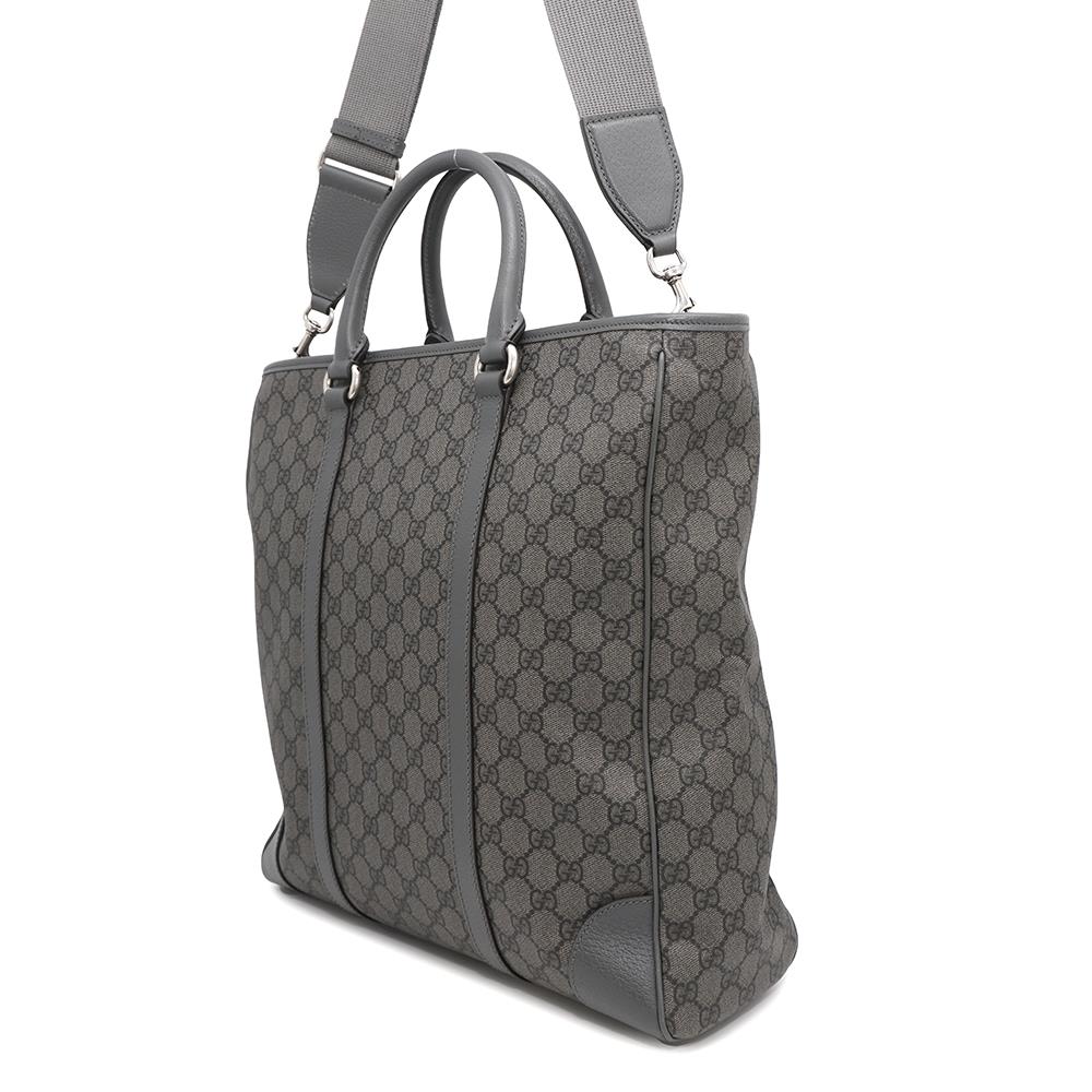 GUCCI Offdia Tote Bag Gray763316 GG SupremeCanvas Leather Size Medium