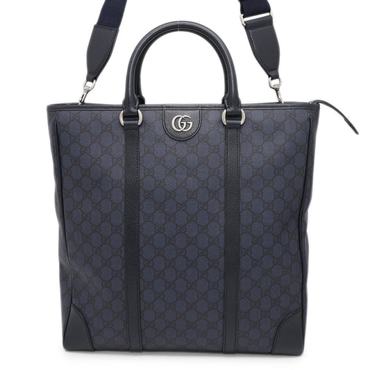 GUCCI OFDEA FACJY Tote Bag Navy763316 PVC Leather