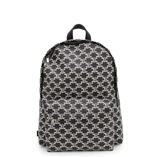 CELINE Triomphe Backpack Black/White188382FSZ PVC Coated Canvas Leather