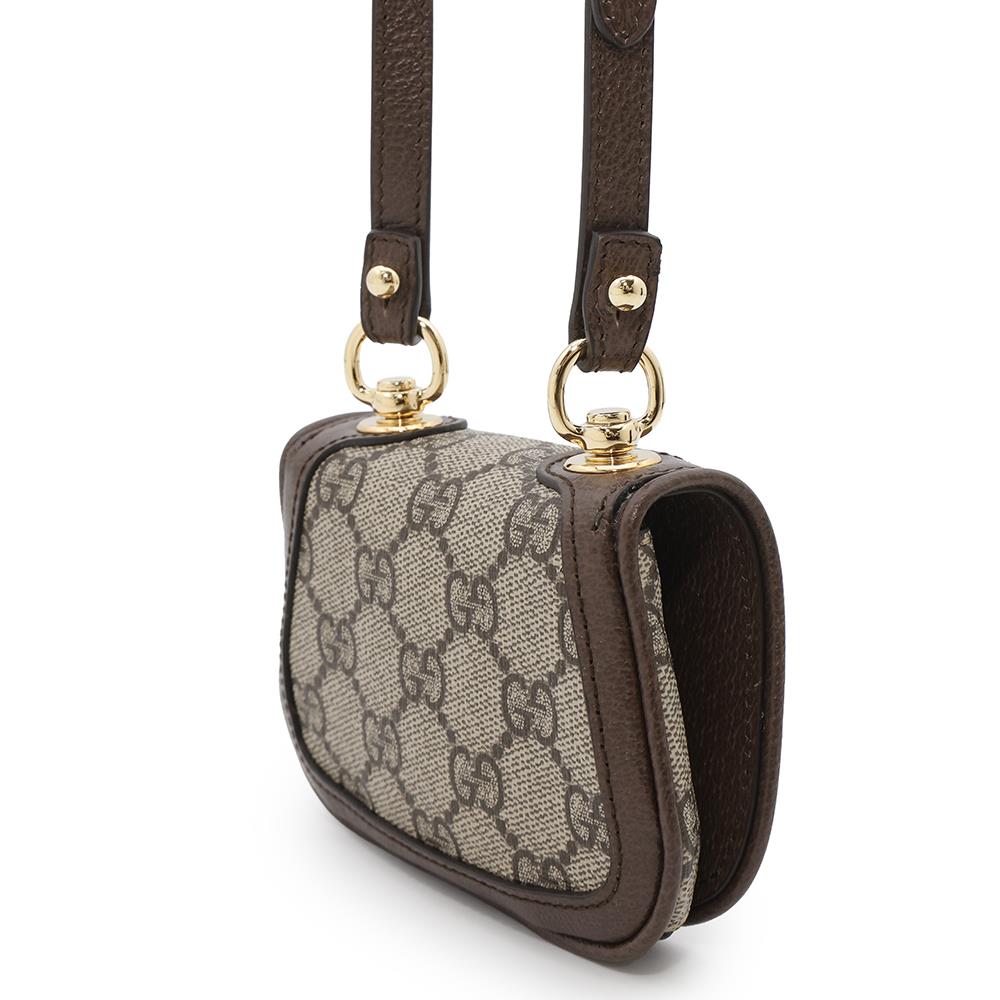 GUCCI ?Interlocking G Blondie GG Supreme Shoulder Wallet Beige/Brown698635 PVC/Leather