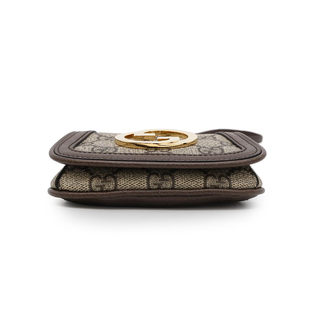 GUCCI ?Interlocking G Blondie GG Supreme Shoulder Wallet Beige/Brown698635 PVC/Leather
