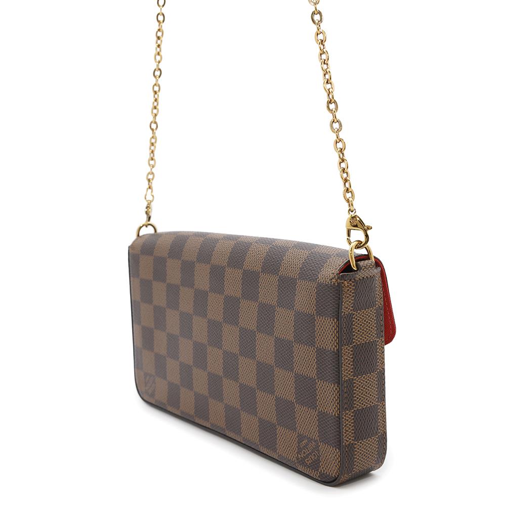 LOUIS VUITTON Felicie Pochette RedN63032 Damier Ebene Canvas
