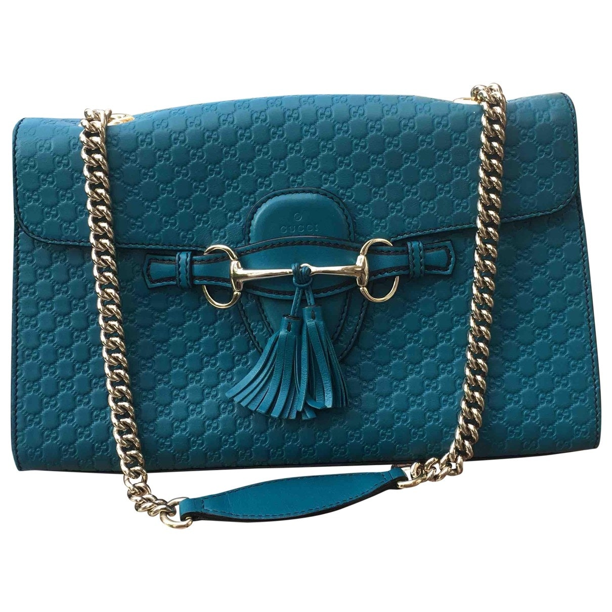 Gucci emily blue leather handbag