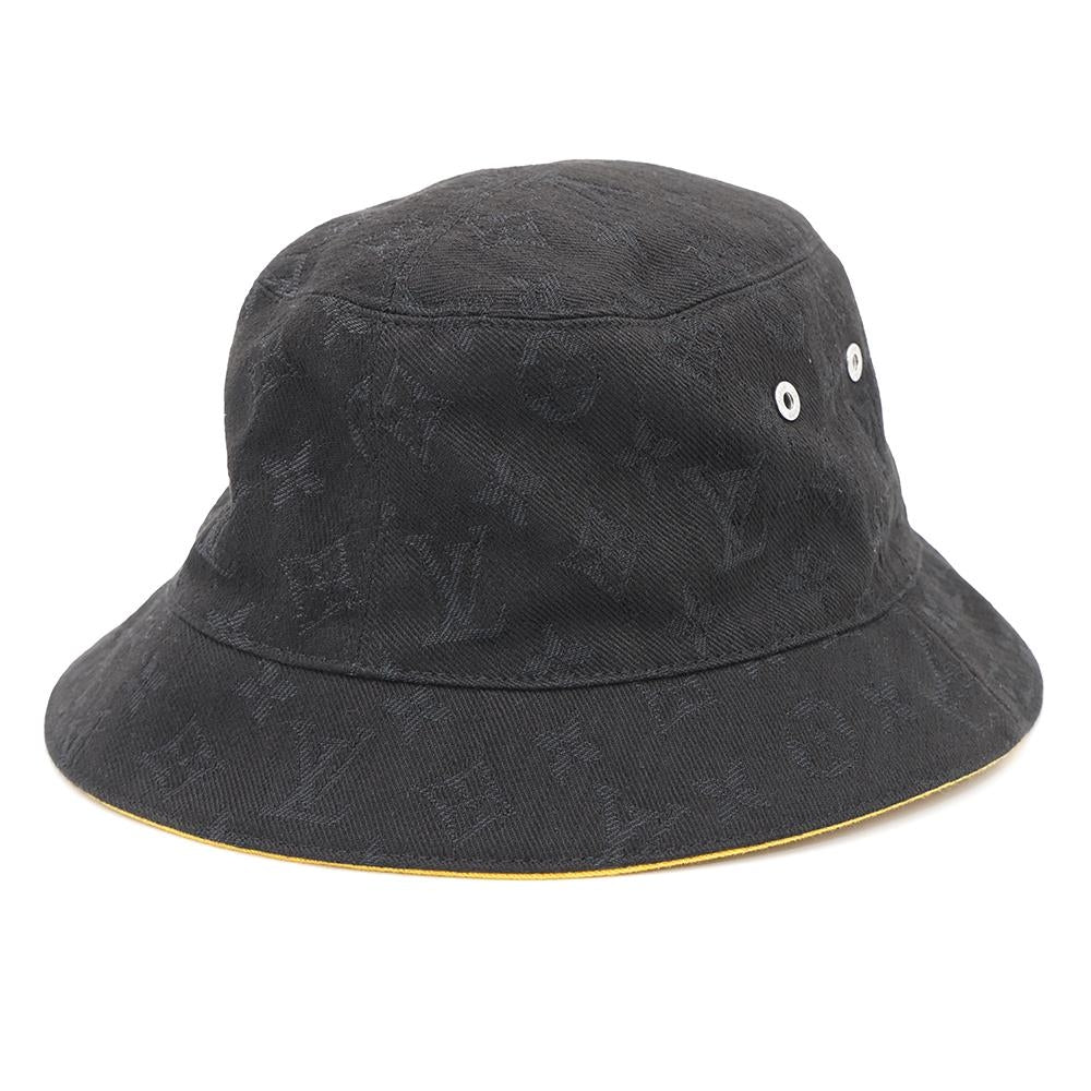 LOUIS VUITTON Hat?MonogramDenim Size 58 Black/YellowM76208 Cotton60% Polyester40%