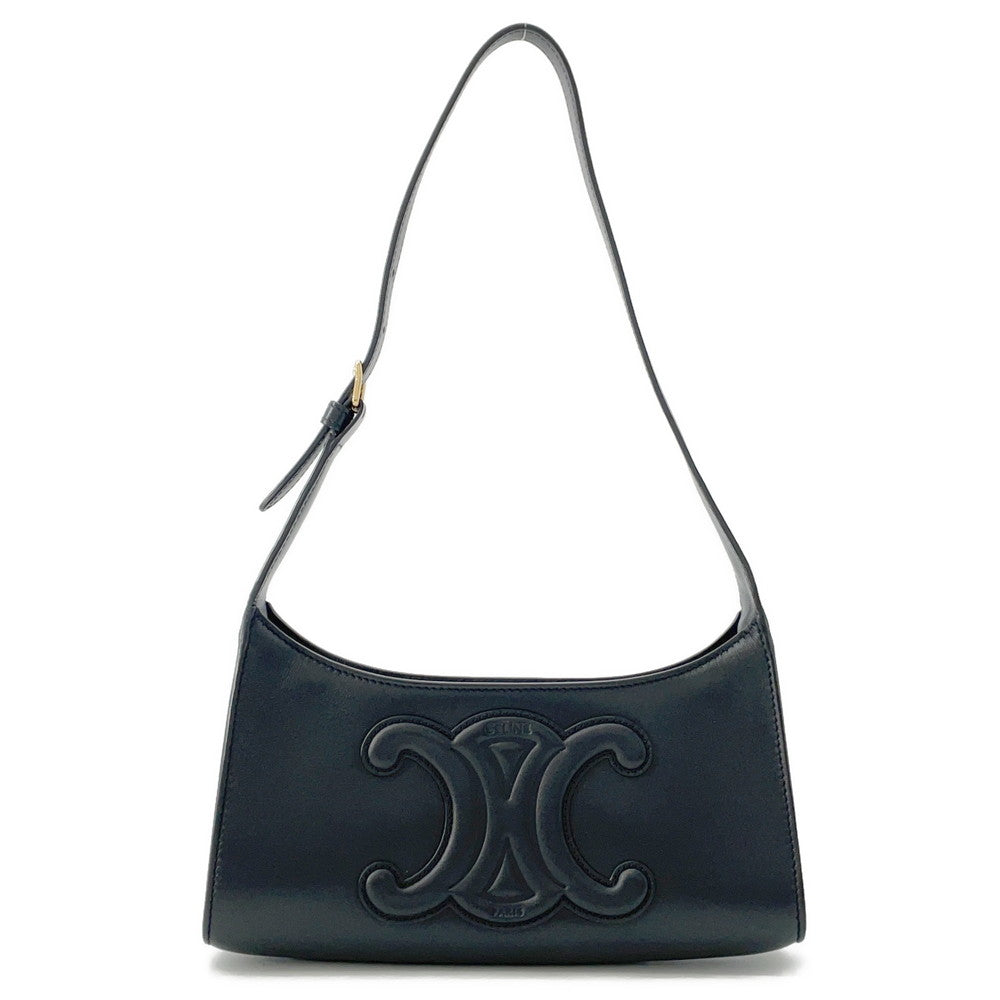 CELINE Cuir Triomphe One Shoulder Bag Black198153DU3.38NO Leather