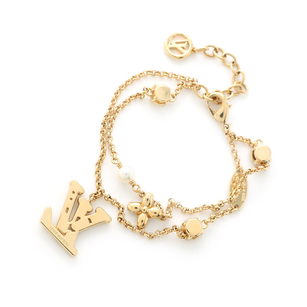LOUIS VUITTON Bracelet Lady LV DoreM1683A Metal strass