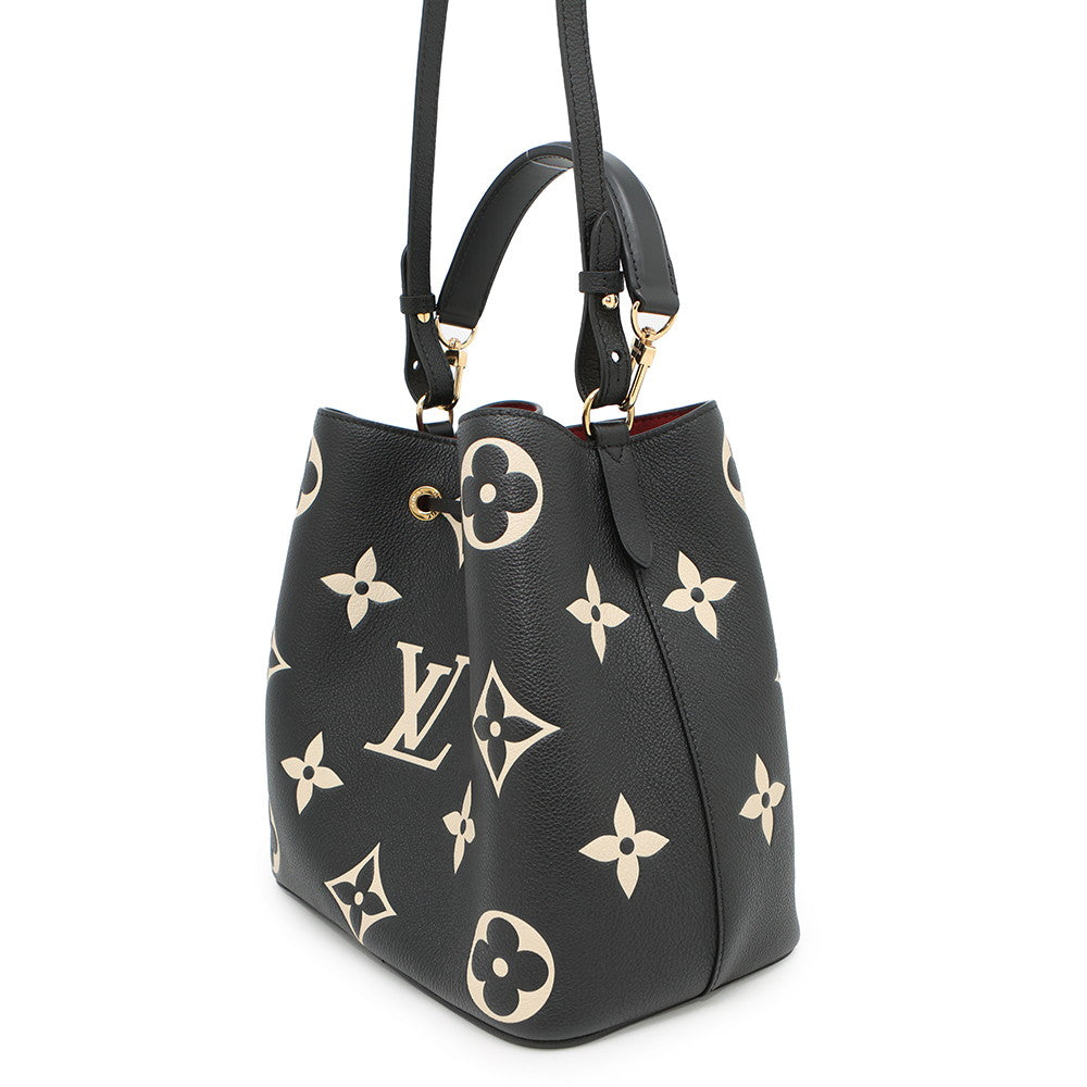 Luxury Women's Handbag | LOUIS VUITTON Neonoe Noir/Beige/BordeauxM45497 Bicolor Monogram Empreinte Leather Size MM