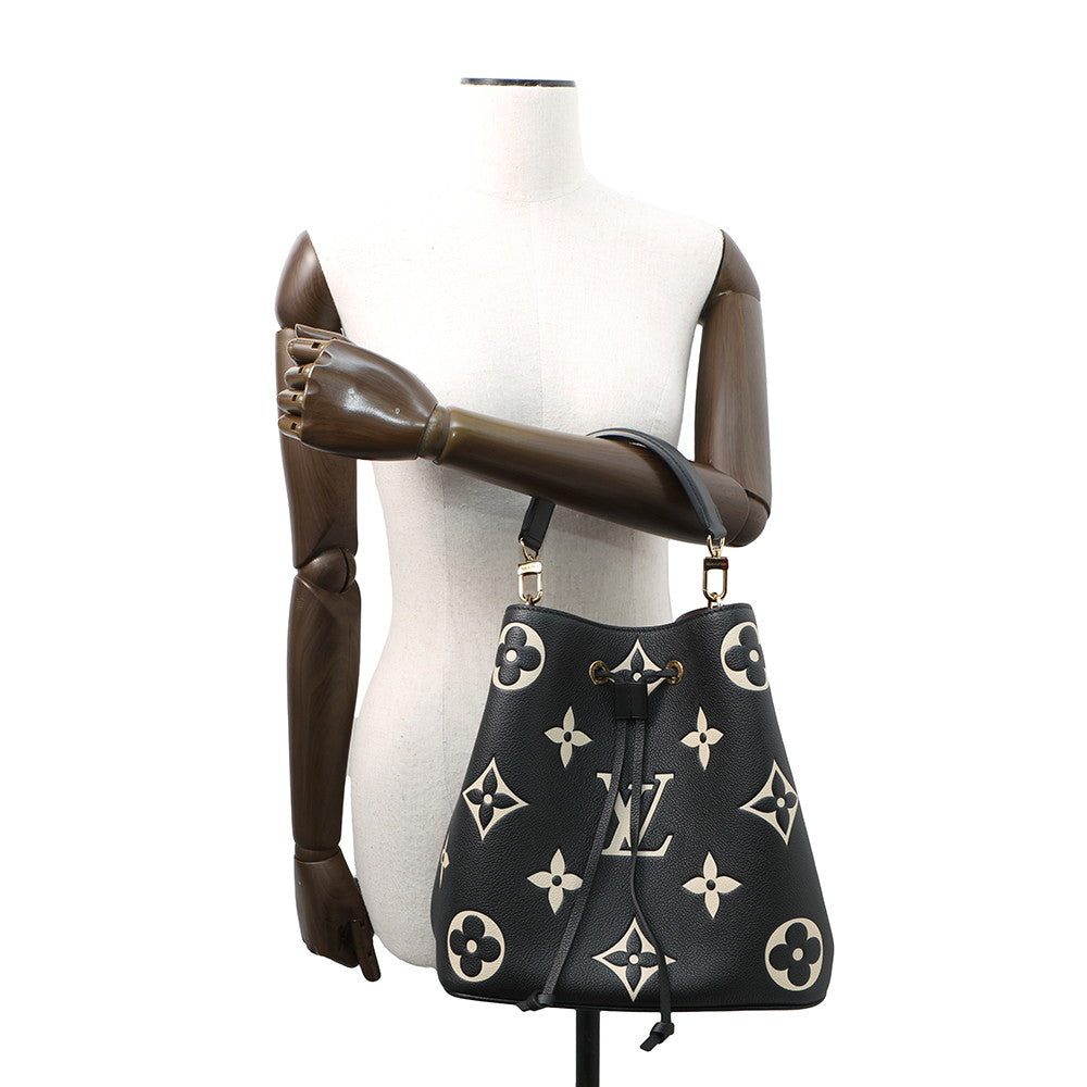 Luxury Women's Handbag | LOUIS VUITTON Neonoe Noir/Beige/BordeauxM45497 Bicolor Monogram Empreinte Leather Size MM