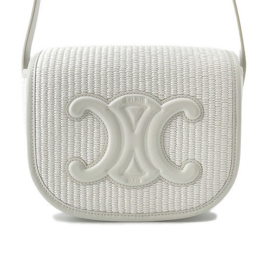 CELINE Triomphe Shoulder Bag White198262EBL.01WW Raffia Leather