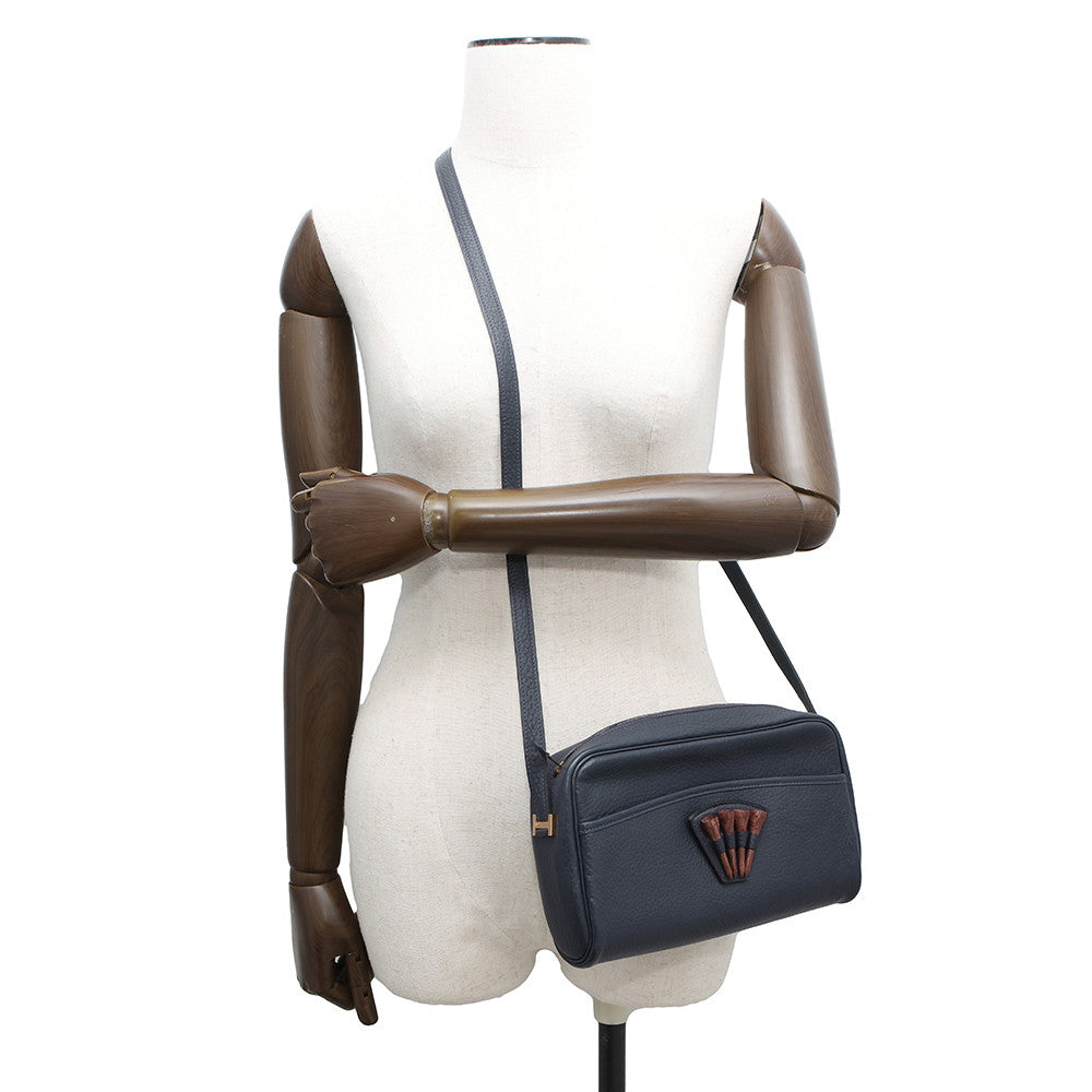HERMES Golf Tee Shoulder Bag Navy Fjord Leather