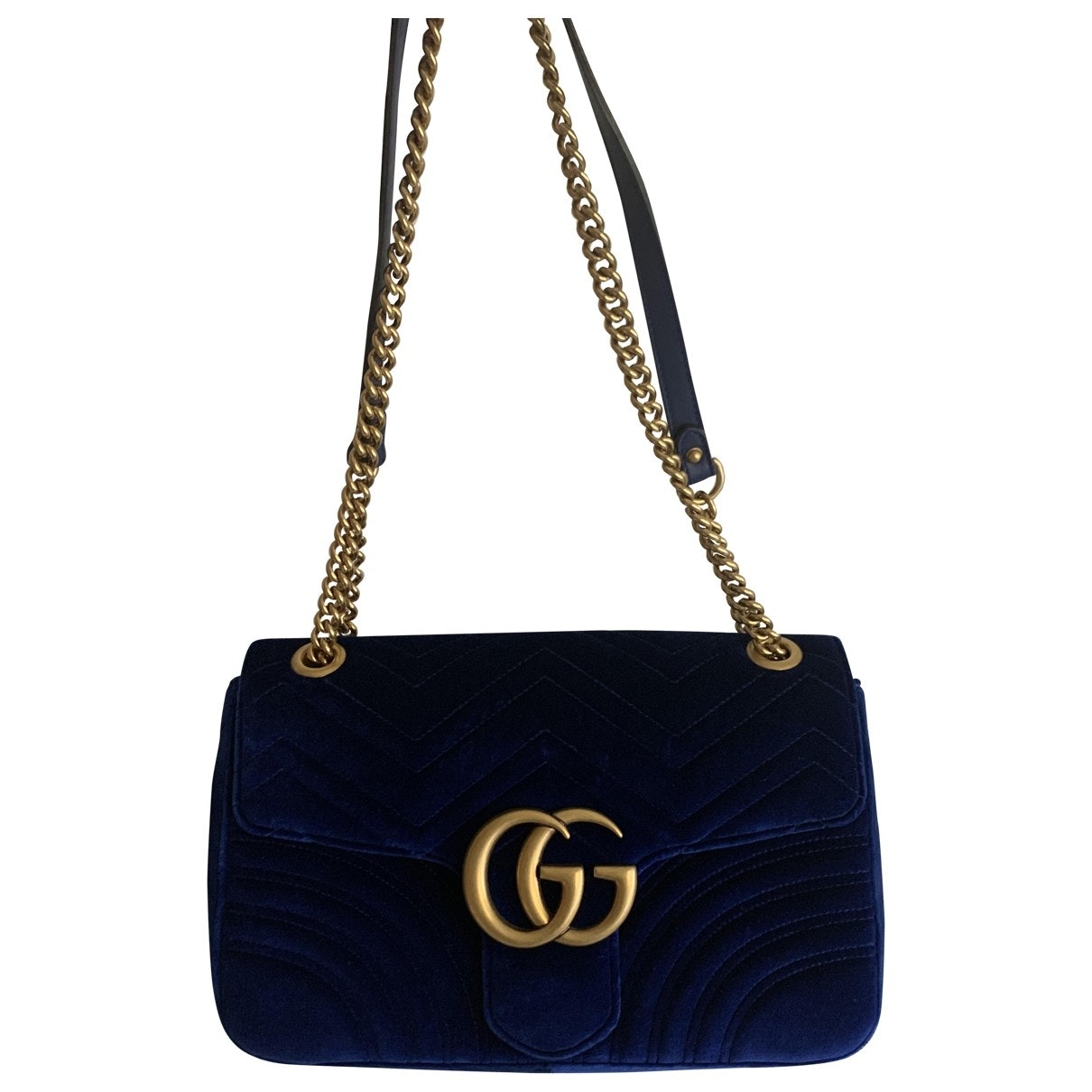 Gucci marmont blue velvet handbag