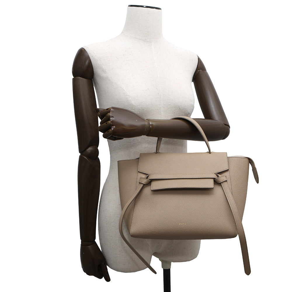 CELINE Belt bag Light Taupe Leather Size micro