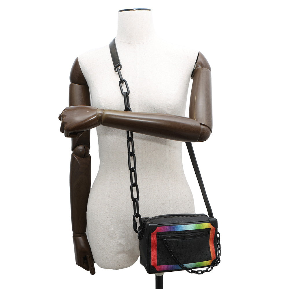 Luxury Women's Handbag | LOUIS VUITTON Mini Soft Trunk Noir/Righe RainbowM30351 Taiga Leather Size Mini