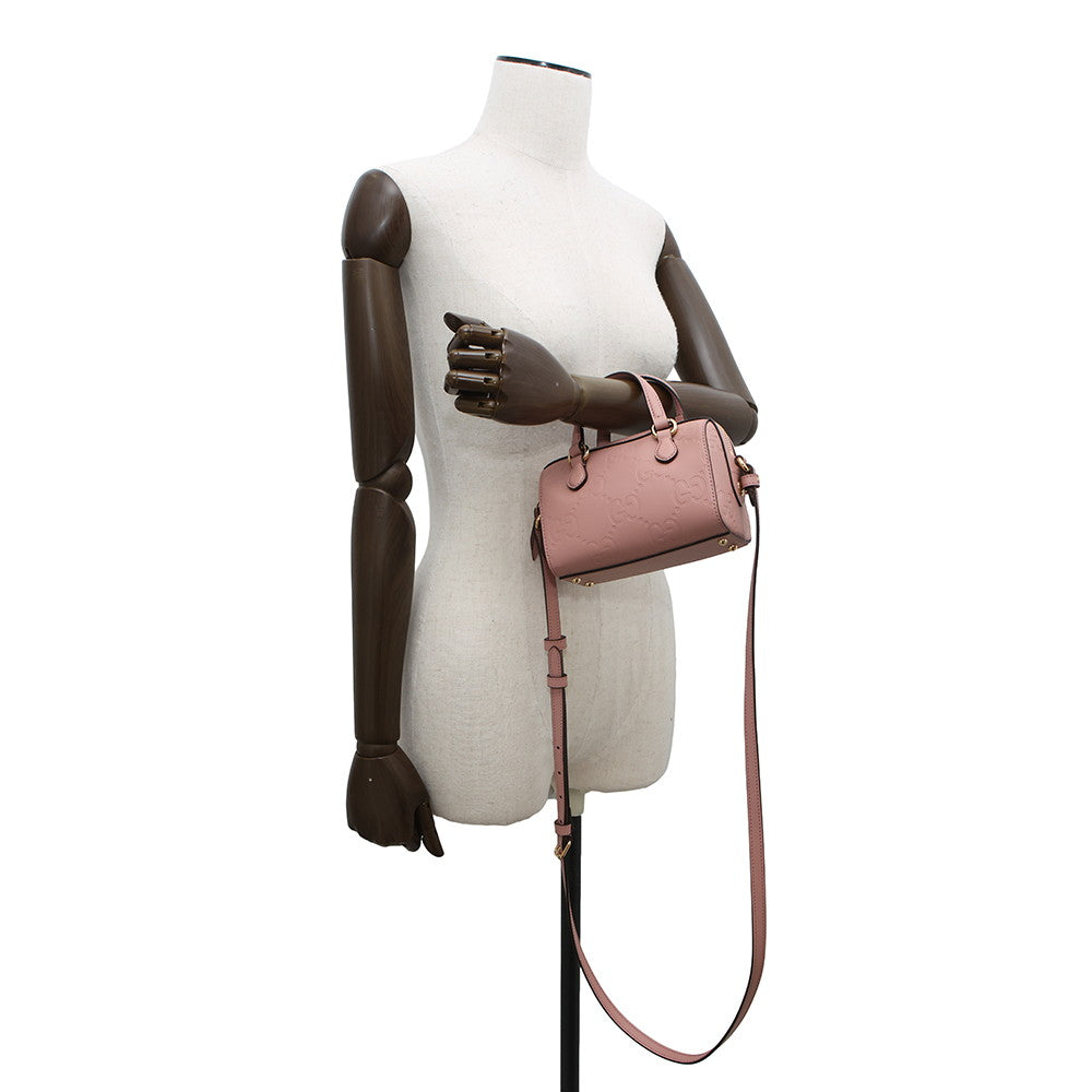 GUCCI GG Super Mini Handbag Pink790130 Leather
