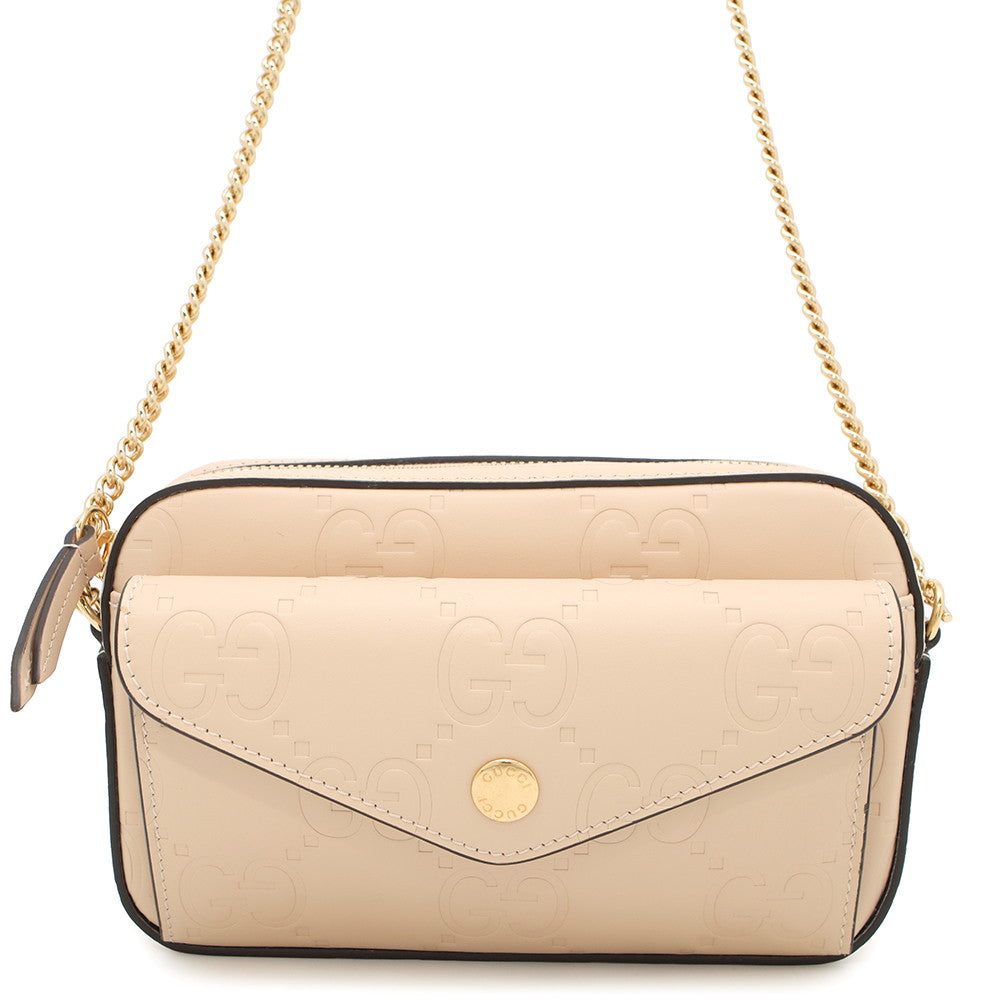 GUCCI ?GG Super Mini ChainShoulder Beige781554 Leather