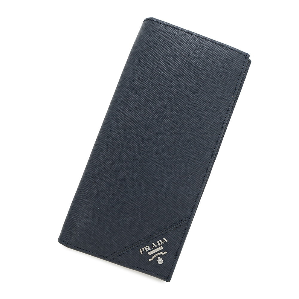 PRADA Folded Long Cloth Navy2M0836 Saffiano LeatherLeather
