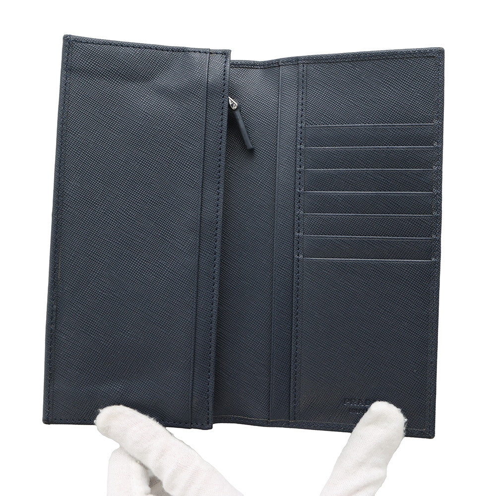 PRADA Folded Long Cloth Navy2M0836 Saffiano LeatherLeather
