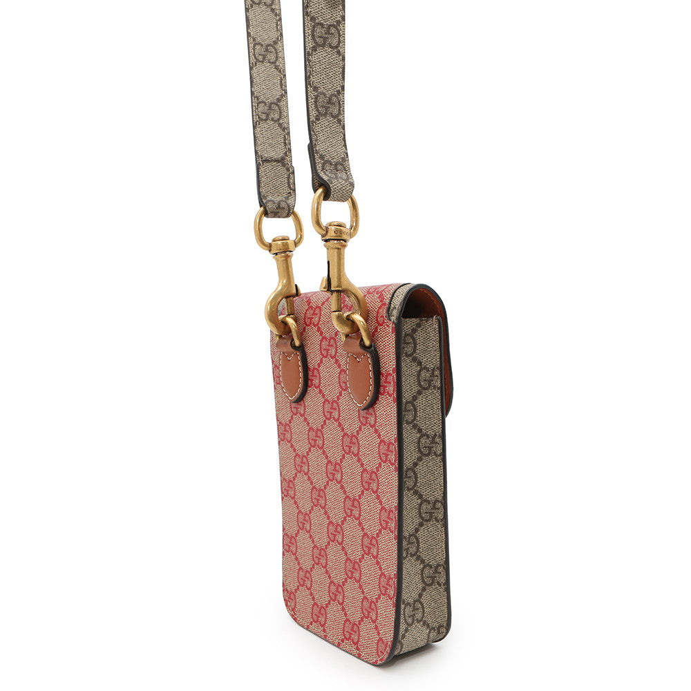 GUCCI ?GG Supreme Shoulder Beige/Red/Green723766 GG Supreme Leather