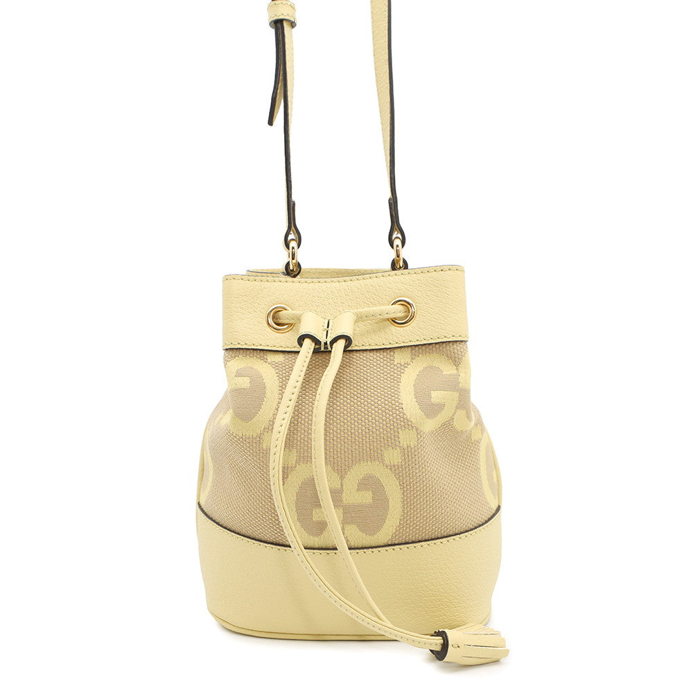 GUCCI ?Bucket Shoulder Yellow550620 GG Canvas Leather Size Mini