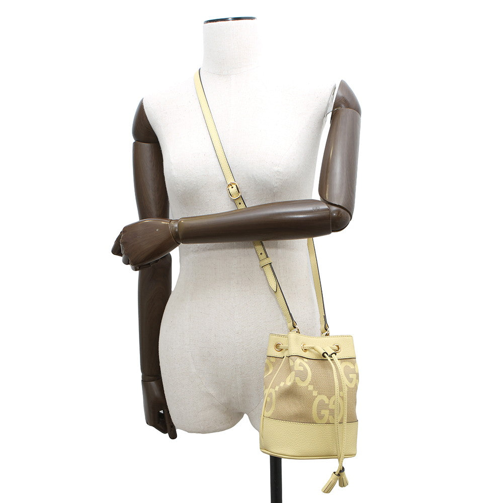 GUCCI ?Bucket Shoulder Yellow550620 GG Canvas Leather Size Mini