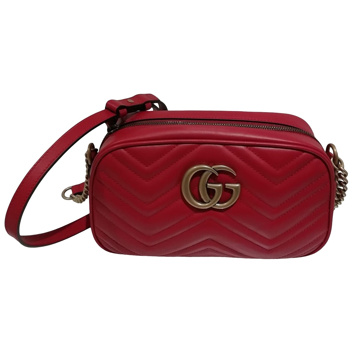 Gucci marmont red leather handbag