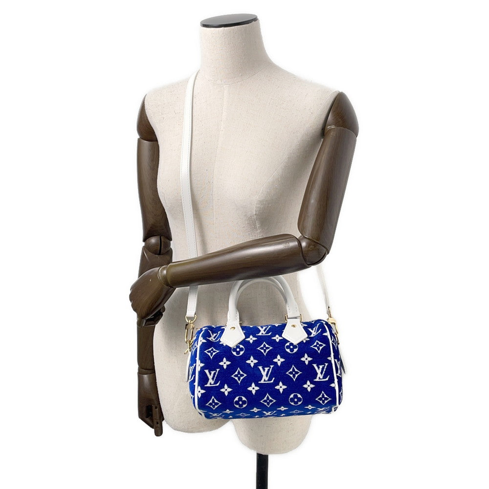 LOUIS VUITTON Speedy Bandouliere LV Match Blue/WhiteM20751 Monogram?Jacquard Velvet Size 20