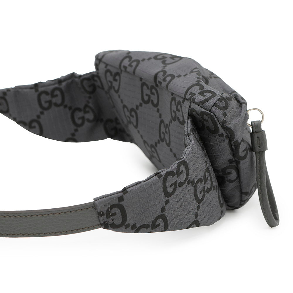 GUCCI GG Recycled Polyester Belt Bag Gray/Black767934 Eco-friendly NylonGG Polyester