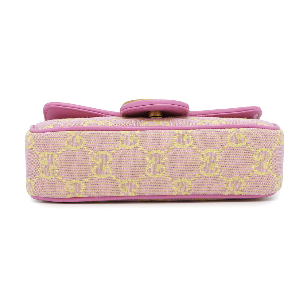GUCCI GG Super Mini ChainShoulder Bag Pink/Yellow783141 Canvas