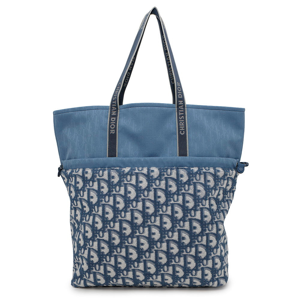 Dior Oblique Reversible Tote Bag Light Blue Canvas Pile