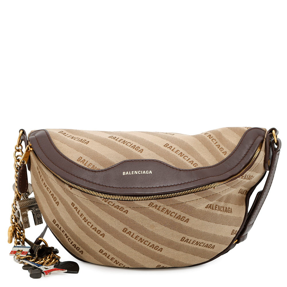 BALENCIAGA Souvenir Crossbody Bag Beige/Brown551550 Canvas Leather Size XS