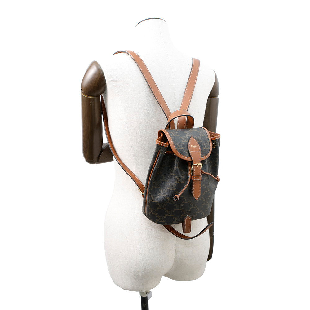CELINE Triomphe Falco Mini Backpack Tan197662 PVC Calf Leather