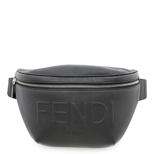 FENDI Logo Crossbody Bag Black7VA562 Leather