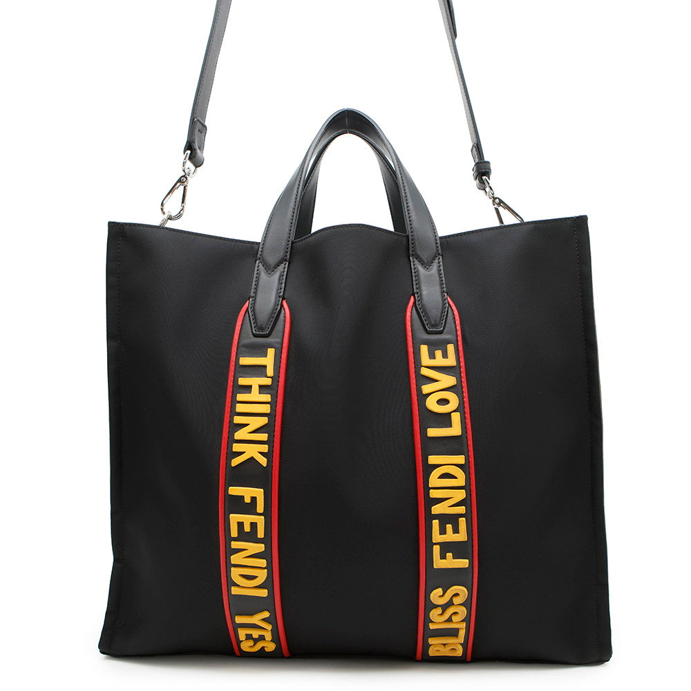 FENDI 2wayTote Bag Black/Khaki7VA390 Nylon Leather