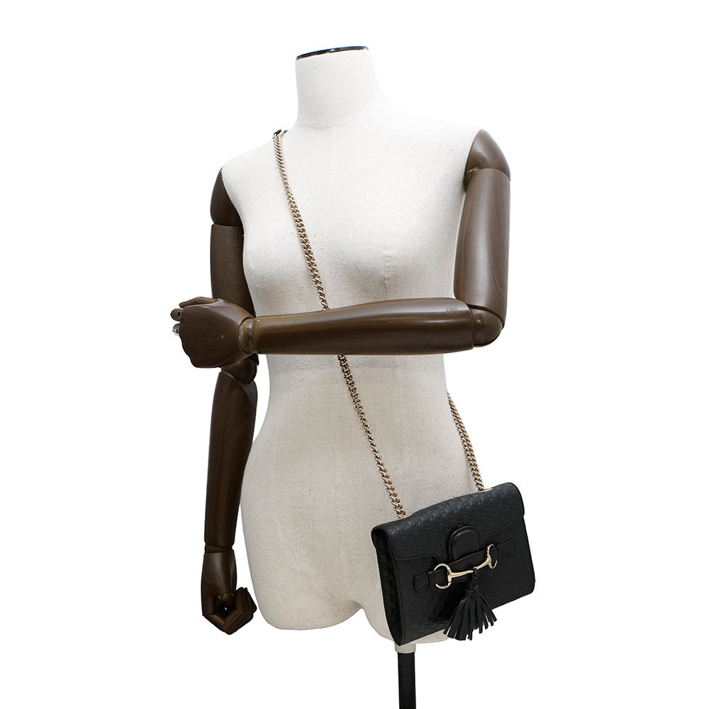 GUCCI Emily MicroGuccissima Chainshoulder Bag Black449636 Leather