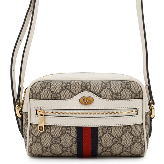 GUCCI Ophidia GG Supreme Mini Shoulder Bag Beige/White517350 PVC Leather