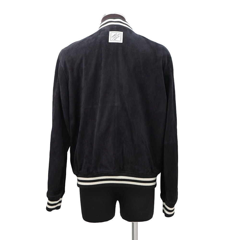 LOUIS VUITTON Embellished Lambskin Bomber Jacket Size 46 Black1AFXEM Calf Leather Rhinestone