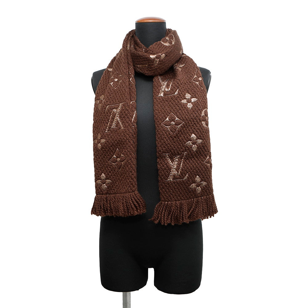 LOUIS VUITTON Echarpe / Logo Mania Shine MarronM71383 Wool 95% Silk3% Polyester2%