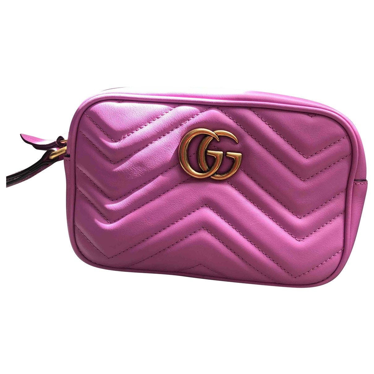 Gucci marmont pink leather clutch bag