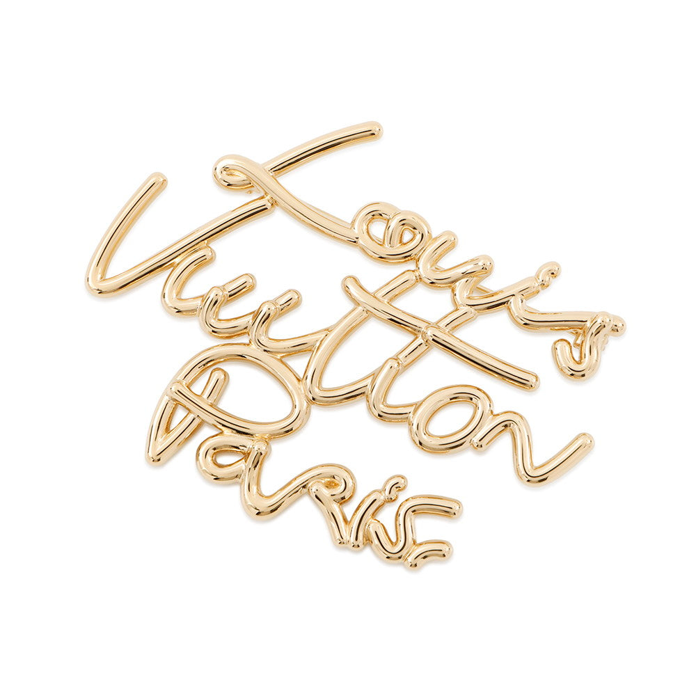 LOUIS VUITTON Brooch?LV Script GoldM03098 Metal